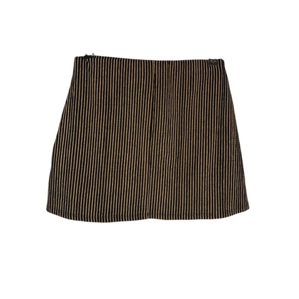 Urban Outfitters Black Tan Striped Ribbed Mini Skirt Small High Waisted Bodycon